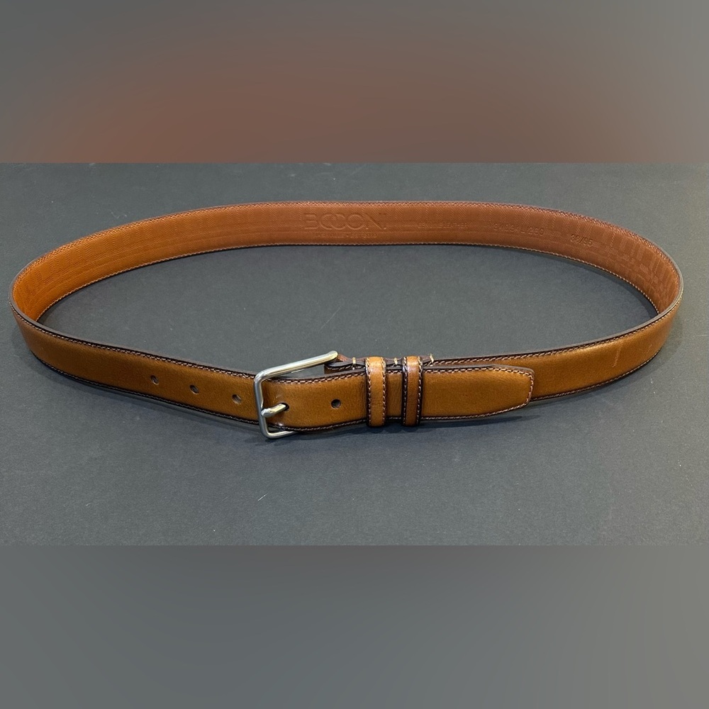 🌟HP🌟Boconi Tan Leather Belt with Double Keepers & Silver Buckle 38